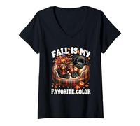 Mujer Black Labrador For Women Men Kids Fall Is My Favorite Color Camiseta Cuello V