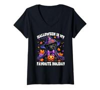 Mujer Black Labrador Retriever Halloween Is My Favorite Holiday Camiseta Cuello V