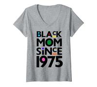 Mujer Black Mom Since 1975 Funny Mother Day Child Birthday Year Camiseta Cuello V