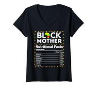 Mujer Black Mother Información Nutricional Melanina Día de la Madre Mamá Mujer Camiseta Cuello V