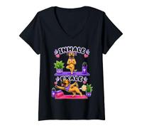 Mujer Black Mouth Cur Haciendo Yoga inhalar - exale DIGOR Divertido Camiseta Cuello V