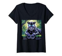 Mujer Black Panther - Gafas de Sol para niña y niño, diseño Vintage de Pantera Negra Camiseta Cuello V