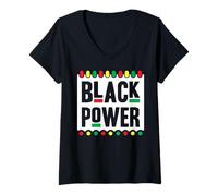 Mujer Black Power Black History Month Camiseta Cuello V