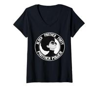 Mujer Black Power Panther Party 1966 Cabello Natural Afro Melanina Camiseta Cuello V