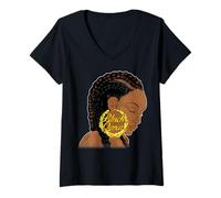 Mujer Black Queen Gen X 90s Girl - Pendientes de bambú para mujer Camiseta Cuello V
