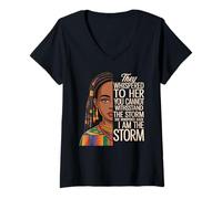 Mujer Black Queen I Am The Storm empodera la Herencia Africana Camiseta Cuello V