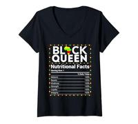Mujer Black Queen Información nutricional Melanina Mujeres Niña Magia Camiseta Cuello V
