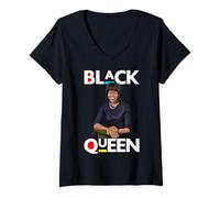 Mujer Black Queen Melanin Michelle Obama Internacional - Femenino Camiseta Cuello V