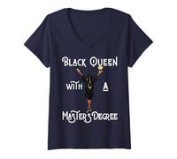 Mujer Black Queen with A Masters Degree College Graduación Melanina Camiseta Cuello V