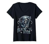 Mujer Black Scythe - Segador Oscuro y fantasía Oscura Camiseta Cuello V