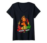 Mujer Black Women Freedom Juneteenth 1865 Remembering My Ancestors Camiseta Cuello V