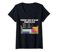 Mujer Black Women In STEM - Camiseta de tributo científico de tabla periódica Camiseta Cuello V