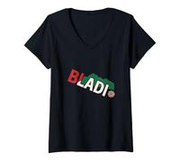 Mujer Bladi Marruecos Atlas Montañas Gráfico Moderno Camiseta Cuello V
