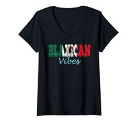 Mujer Blaxican Vibes, Mitad Negra, Mitad Mexicana, Mes de la Historia afroamericana Camiseta Cuello V