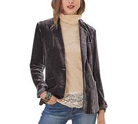 Mujer Blazer de Terciopelo Color Sólido Manga Larga Casual Blazer con Solapa con Muescas y un Solo Botonadura,Elegante Traje de Chaqueta OL Trabajo Oficina Negocio Chaquetaes con Bolsillos Color A M
