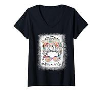 Mujer Bleached Art Teacher Life - Camisa de moño desordenado para Volver a la Escuela Camiseta Cuello V