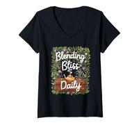 Mujer Blending Bliss Daily Té Verde Fusión Herbal Calma Zen Joy Camiseta Cuello V