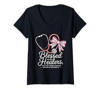 Mujer Blessed Are The Healers Camiseta Cuello V