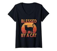 Mujer Blessed by A Cat Camiseta Cuello V