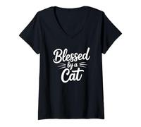 Mujer Blessed by A Cat Camiseta Cuello V