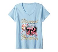 Mujer Blessed by God for 72 Years Old Women 72nd Birthday Queen Camiseta Cuello V