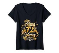 Mujer Blessed by God for 72 Years Old Women 72nd Birthday Queen Camiseta Cuello V
