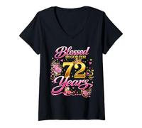 Mujer Blessed by God for 72 Years Old Women 72nd Birthday Queen Camiseta Cuello V