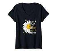 Mujer Blessed by God Loved by Jesus Led by Spirit Faith Camiseta Cuello V