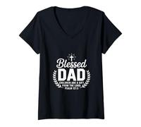 Mujer Blessed Dad Faith Jesus Christian Padre Regalo Camiseta Cuello V