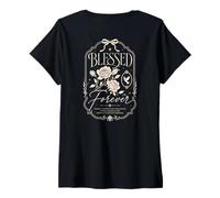 Mujer Blessed Forever Christian Faith Floral Rose Dove Vintage Camiseta Cuello V