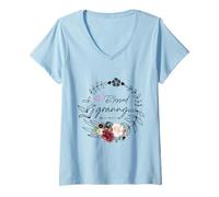 Mujer Blessed Granny Floral EST 2025 Divertido Floral día de la Madre Camiseta Cuello V