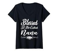 Mujer Blessed To Be Called Nana Flowers Funny Mother's Day Camiseta Cuello V