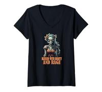Mujer Blessed with Beauty and Rage Funny Zombie Menopausia mamá mamá Camiseta Cuello V