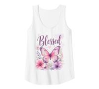 Mujer Blessed - Women's Christian Faith Butterfly Watercolor Camiseta sin Mangas