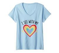 Mujer Blind Inspirational Quote Kindness I See with My Heart Camiseta Cuello V