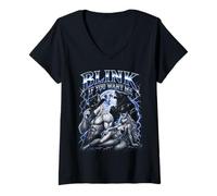 Mujer Blink If You Want Me Alpha Wolf Meme Bootleg Y2K Graphic Camiseta Cuello V