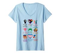 Mujer BLM Human Rights Feminism Trans Science Books LGBTQ Kindness Camiseta Cuello V