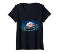 Mujer Blobfish Australia La Cara más extraña bajo Las Olas diversión Camiseta Cuello V