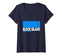 Mujer Block Island RI - Block Island Rhode Island Acuático Camiseta Cuello V