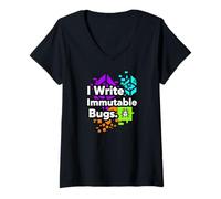 Mujer Blockchain Developer Funny I Write Immutable Bugs Camiseta Cuello V