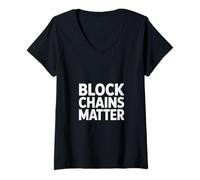Mujer Blockchain Divertido Que Dice Que Las Cadenas de Bloques importan Las criptomonedas Camiseta Cuello V