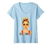 Mujer Blond German Girl Germany Flag German Girlfriend Wife Camiseta Cuello V