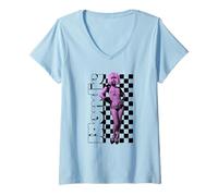 Mujer Blondie Checkerboard Portrait Vintage Band Camiseta Cuello V