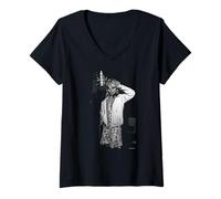 Mujer Blondie Debbie Harry grabando en Nueva York Martyn Goddard Camiseta Cuello V