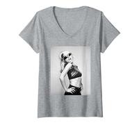 Mujer Blondie Debbie Harry Letras de plástico Era 1978 Allan Ballard Camiseta Cuello V