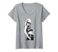 Mujer Blondie Debbie Harry Líneas Paralelas Era por Allan Ballard Camiseta Cuello V