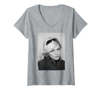 Mujer Blondie Rapture Cantante Debbie Harry Retrato Allan Ballard Camiseta Cuello V
