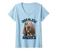 Mujer Blood Hound Dog bendice a Estados Unidos Camiseta Cuello V