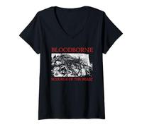 Mujer Bloodbourne Scorage of The Beast Scene Red Text Video Game Camiseta Cuello V
