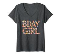 Mujer Bloom Bday Girl Cottagecore Cumpleaños Floral Sister Born 2006 Camiseta Cuello V